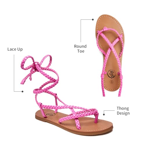 Image of Trary Sandals Women, Lace Up Sandals for Women, Sandals for Women Dressy Summer, Open Toe Gladiator Sandals, Flat Sandals for Women Dressy, Beach Sandals for Women, Summer Sandals for Women 2023