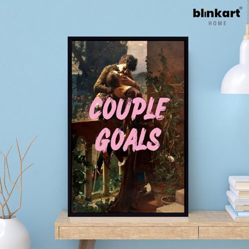 Image of BLINKART Framed Photo - Couple Goals | Altered Art Theme | Motivational & Inspirational Wall Art Poster for Home, Bedroom, Living Room, Office, Hotel & Gifting - 12x8 Inch