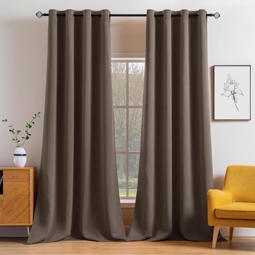 MIULEE Blackout Curtains 96 Inches Long for Bedroom Living Room Thermal Insulated Room Darkening Grommet Top Solid Light Blocking Drapery Set of 2 Window Panels Chocolate Brown