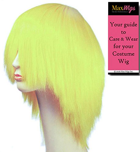 Deluxe Silly Boy Color black - Lacey Wigs Straight Clown Adult Synthetic Full Bang Hair Over the Eyes Bundle with MaxWigs Costume Wig Care Guide
