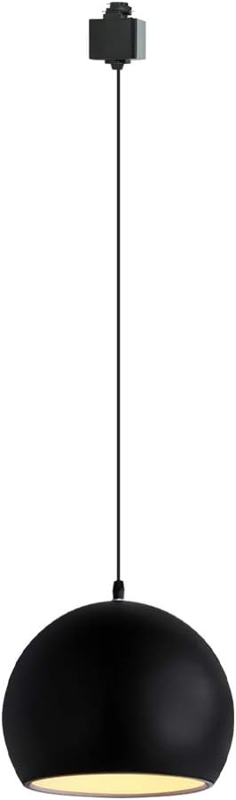 ANYE 1-Light Nordic Contemporary Style Pendant Light H-Type Track with 3.2 Ft Black Cord E26 Lamp Holder Black Globe Lampshade Light Fixture for Loft Restaurants Bars Bulbs and Track Not Included