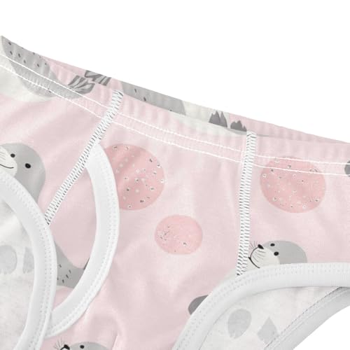 Wusikd Seals Balls Gray Boys' Underwear Cotton Pink Boys Briefs Soft Toddler Underwear 2T4