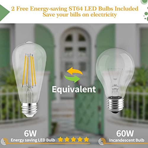 Partphoner Outdoor Light Fixtures Wall Mount, Porch Light With 2 Led Bulbs, Exterior Light Fixture Waterproof Anti-Rust Wall Sconce With Clear Glass And Black Aluminum For Garage, Doorway-2 Pack #TOP4