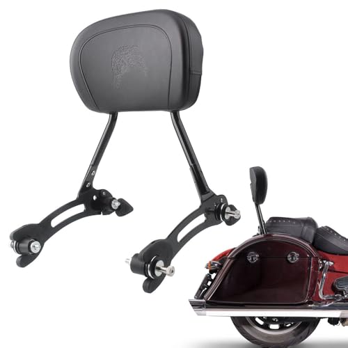 TrichTu Mount Rear Sissy Bar Detachable Passenger Backrest Pad w/Quick Release Spool Mounting Kit Fits for Indian Roadmaster Challenger Pursuit Chieftain Springfield Vintage 2014-2024,Black