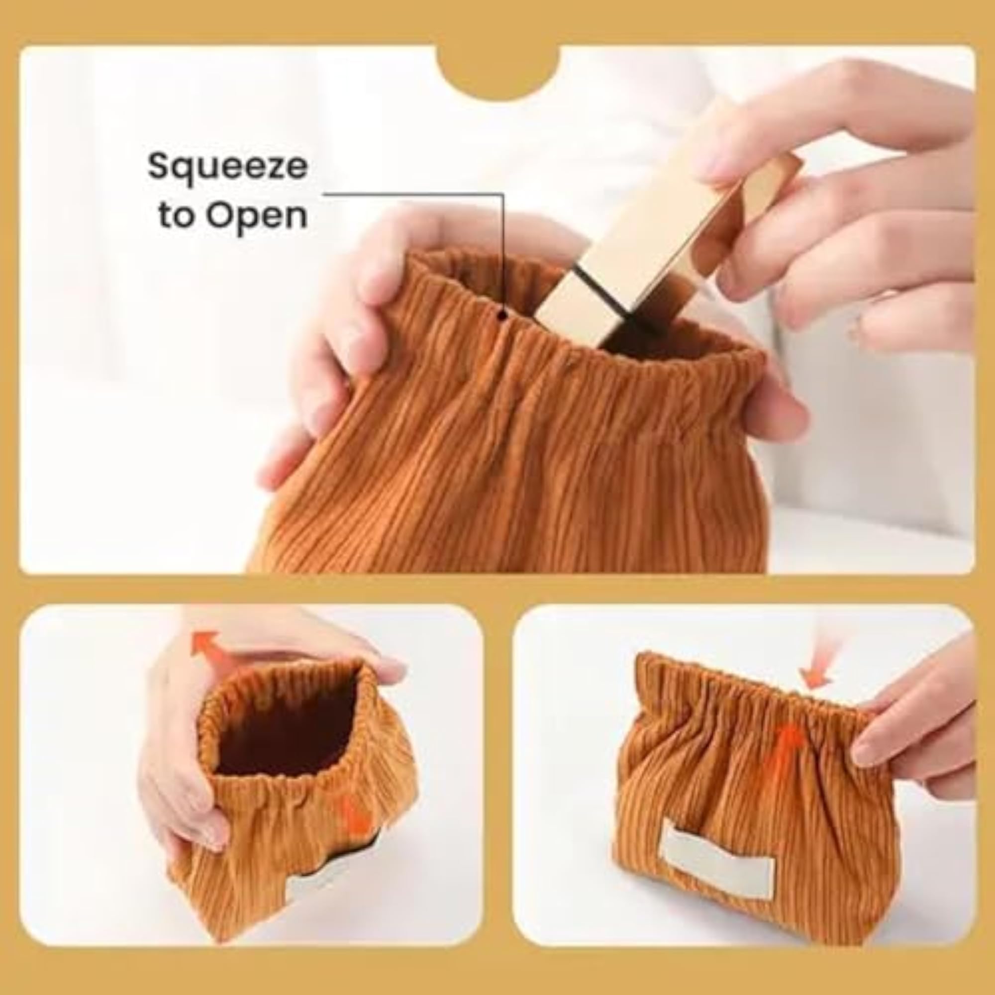 Mini Elastic Storage Bag, Corduroy Makeup Pouch