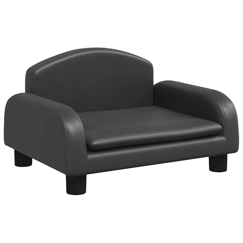 vidaXL Cama para Perros de Cuero sintético Negra 50x40x30 cm