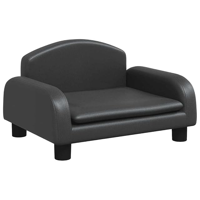 vidaXL Cama para Perros de Cuero sintético Negra 50x40x30 cm