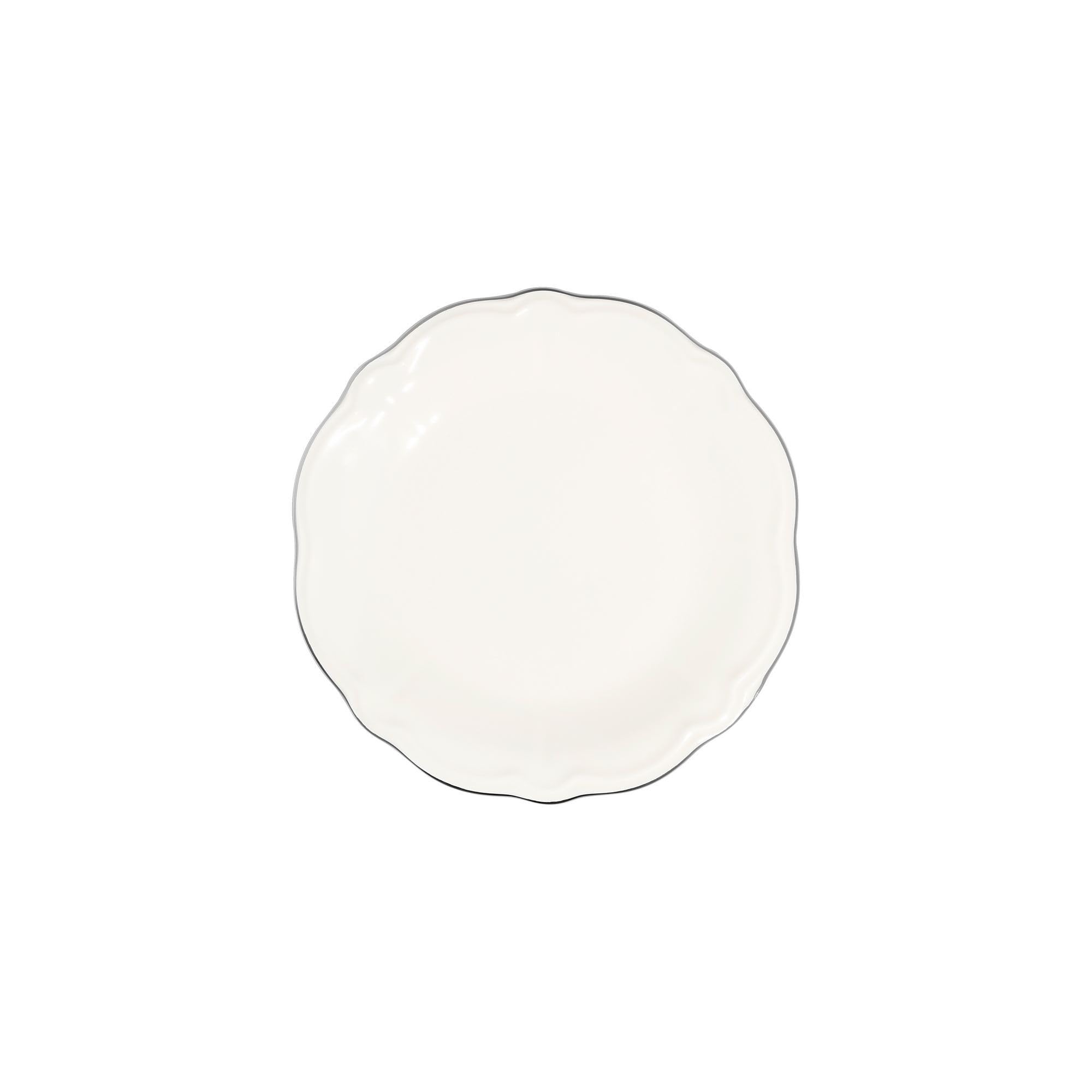 Elegante juego de 53 piezas, 100% porcelana, blanco y plateado, incluye platos, cuencos, platos y esparcidores, apto para lavavajillas y microondas