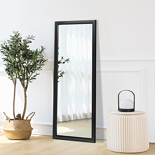 Image of NeuType 44 inchx16 inch Wall Mounted Full Length Dressing Mirror, Polymer Frame, Black, No Stand