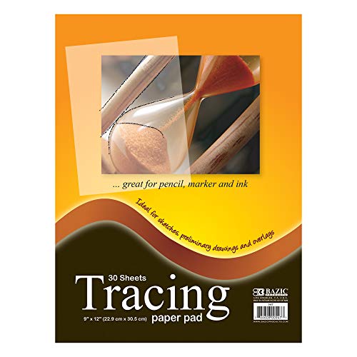 BAZIC Tracing Paper Pad 30 Sheets 9" X 12", Translucent Calligraphy Architecture Trace Paper, 1-Pack