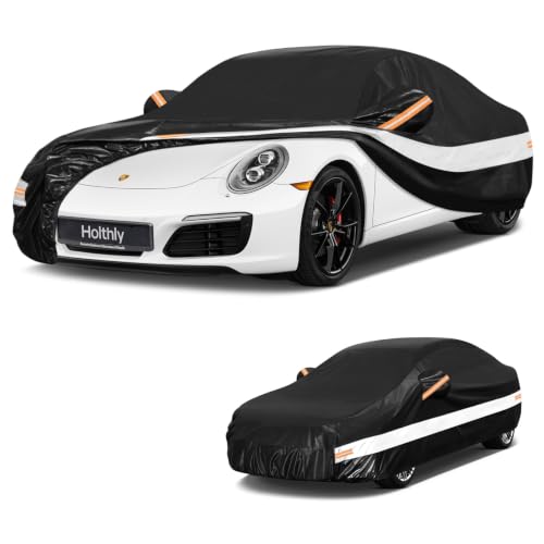 Image of 10 Layers Sedan Car Cover Custom Fit for Porsche 911 (2004-2026), Waterproof All Weather for Automobiles, Outdoor Full Cover Sun Rain Dust UV Protection with Cotton. Black