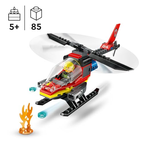 LEGO City ’Hélicoptère de Secours des Pompiers Ensemble de Construction avec Minifigurines de Pilote Pompier Cadeau pour Garçons et Filles de ou Plus Jeu Imaginatif 60411 - vue 2