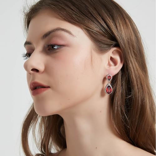 Image of SELOVO Bridal Teardrop Drop Earrings Pierced /Clip Earrings Cubic Zirconia Silver Tone