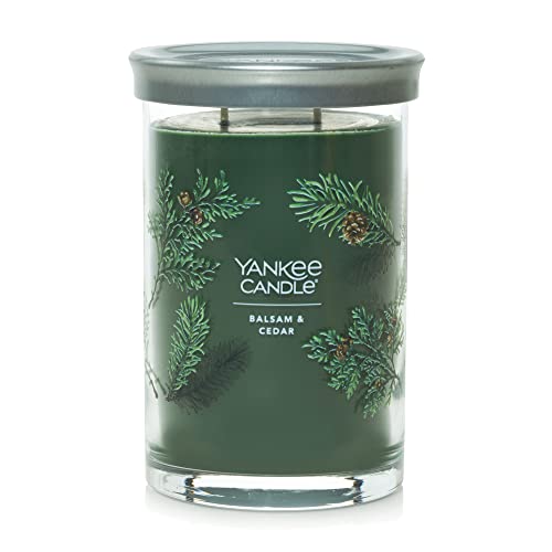 Image of Yankee Candle Balsam & Cedar Scented, Signature 20oz Large Tumbler 2-Wick Candle, Over 60 Hours of Burn Time (Pack of 2)