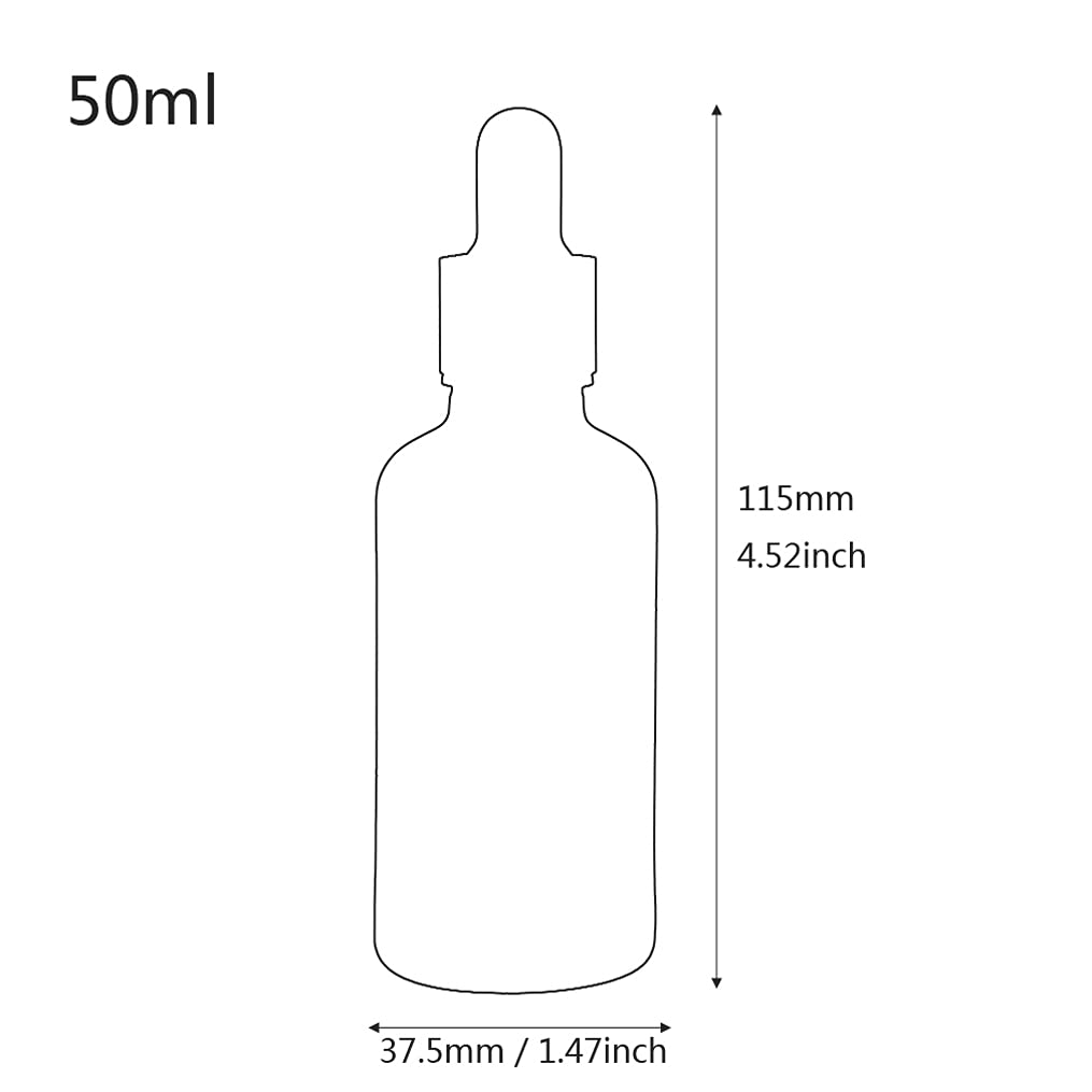 24 Pieza,Botella de Aceite Esencial Negro brillante de 50 Ml, Fácil de Llenar, Botellas de Cristal con anillo de Negro y pipeta,para Aceite Esencial, Masaje,Fragancia, Aromaterapia