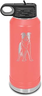 Border Collie Laser Engraved Water Bottle Customizable Polar Camel Stainless Steel Many Colors Sizes with Straw - Sheep Dog Body dog canine pet - 32 oz - Coral