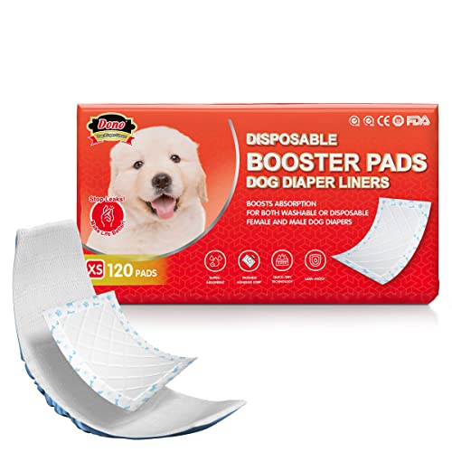 Dono Dog Diaper Liners, Super-Absorbent Dog Booster Pads 120Ct Disposable Doggie Diapers Inserts Fit Washable Dog Diapers Female, Male Dog Belly Bands, Belly Wraps, Xs #TOP16