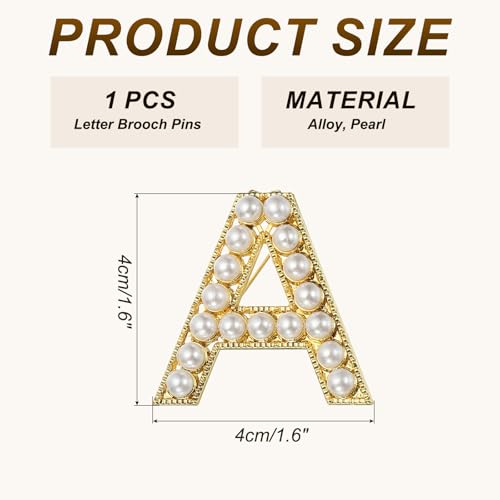 Image of PATIKIL Letter Brooch Pins, Pearl Initial Alphabet Letter Lapel Badges Pin for Women Men Girl Wife Suits