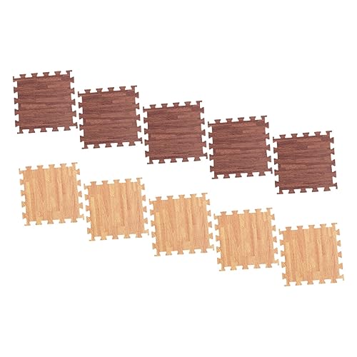 10 Piezas Baldosas de Puzzle Eva Madera Alfombrillas Interlocking Antideslizantes para Salón Dormitorio y Gimnasio Colores Aleatorios