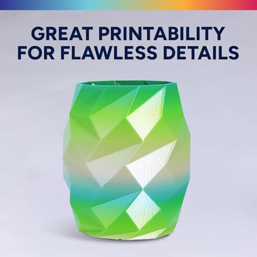 Image of OVERTURE Silk PLA Rainbow Filament 1.75mm, Bi-Color Shiny PLA Finish, Smooth & Glossy, 1kg Spool (2.2lbs), Ideal for Cosplay Jewelry & Home Decor (Silk Parakeet)
