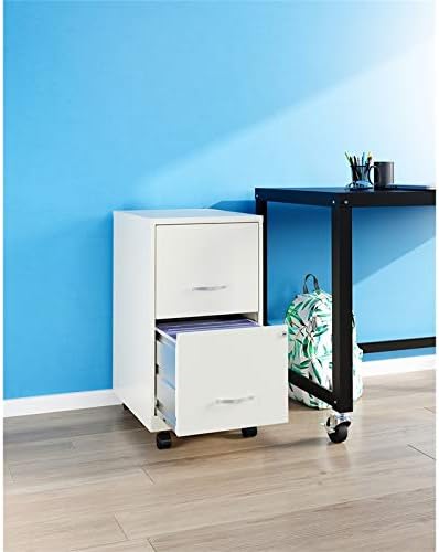 Miniatura 4 de Archivador vertical móvil de metal moderno inteligente de 18" con 2 cajones en blanco