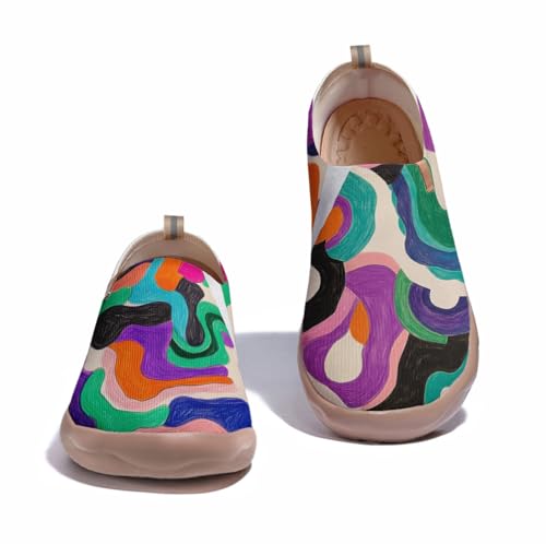 Men's Slip On Loafers Art Painted Travel Shoes Lightweight Comfortable Casual Footwear