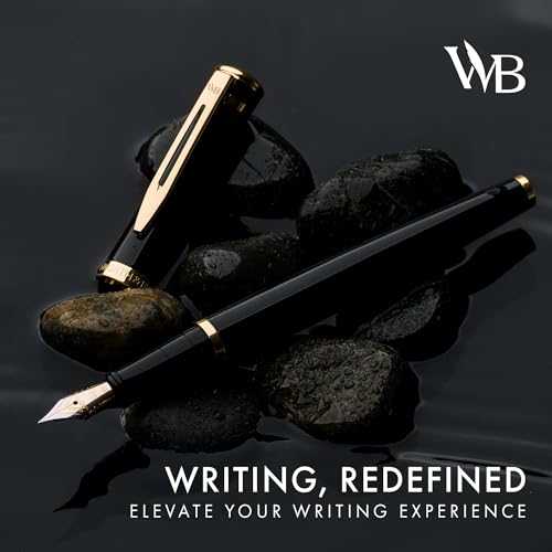 Image of Wordsworth & Black Luxury Fountain Pen Set for Writing, Medium Nib, Black | Gift for Men & Women, Brass Body, 18K German Iridium, Calligraphy, Converter + 24 Ink Cartridges, Refillable, Leak-Free