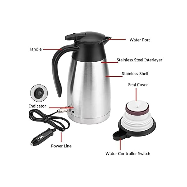 Kosoree Portable Electric Kettle 12V /24V 1L Car Van Lorry Travel Camping Heating Water - Image 7