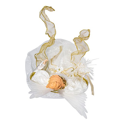 Kurt Adler 14-Inch Fiber Optic Ivory And Gold Animated Angel Treetop #TOP6