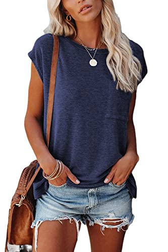 FANGJIN Camiseta de Manga Larga para Mujer, C025 Navy Blue, XL Cover
