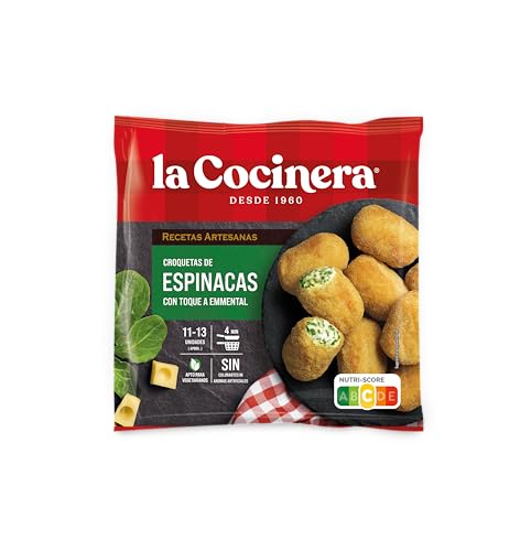 La Cocinera Croquetas Artesanas de Espinacas con Emmental, Apto para Vegetarianos , 400g