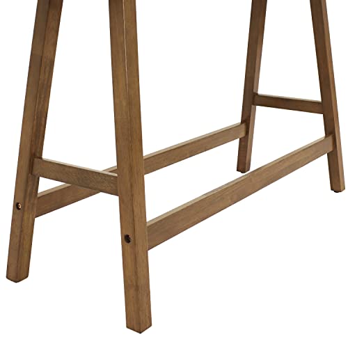 Sunnydaze Wooden Counter-Height Dining Bench - Backless Bench For The Dining Table, Counter, Or Bar - Solid Rubberwood Bench Seat - Weathered Oak Finish With Blue Cushion #TOP5