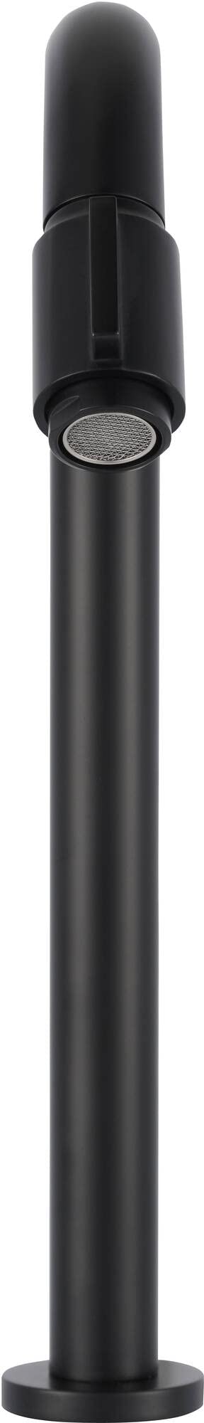 Robinet d'eau froide Saqu Essential 2.0 pour WC invités - Robinet de lavabo de 30 cm de haut - Laiton - Avec rosaces - Noir mat - Robinet d'évier
