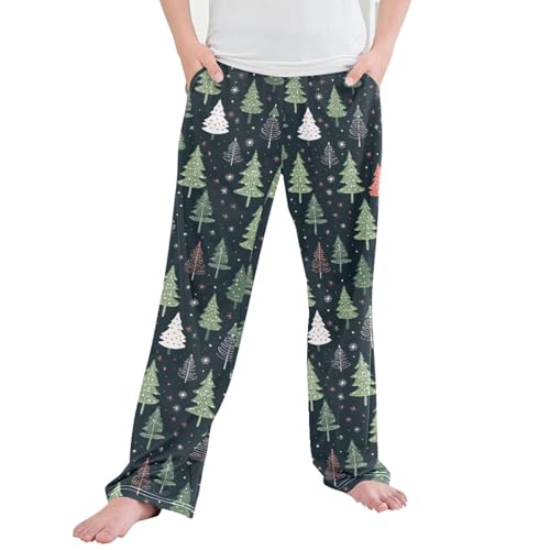 Christmas Tree Xmas Long Pajama Pants Elastic Waist PJ Bottoms with Pockets S A111368