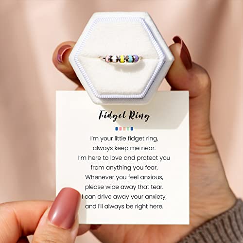 Storyjewellery Fidget Rings For Women, Anxiety Ring For Girls, Silver Enamel Fidget Rings, Fidget Rings For Anxiety For Women, Gifts For Women (All Silver Mac 06) #TOP3