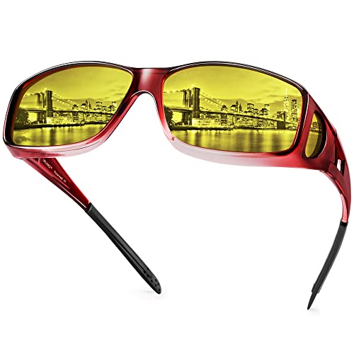 Image of URUMQI Night Vision Driving Glasses Fit Over Eyeglasses for Men Women