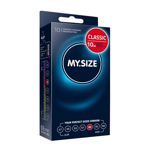 MY.SIZE Classic Condones talla 5 | Ancho 60 mm | Paquete estándar 10 unidades | Preservativos premium extra delgados | Ultra sensibles y delicados | Grosor 0,07 mm | Veganos
