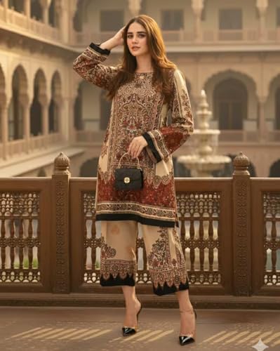 Image of SHYAMMURLI Fashion Women Co-Ord Set Cotton Blend Kurta Pant Set | Rayon Slub & Poly Rayon Fabric | Stylish Ethnic Outfit for Women & Girls | Comfortable