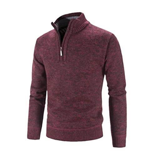 Pull homme col montant en peluche marron café vêtement chaud mi-saison M