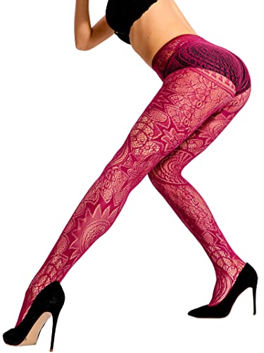 Image of HONENNA Patterned Fishnets Tights Black Pantyhose Stockings for Women, 1-6 Pairs