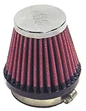 K&N RC-2340 Universal Clamp-On Air Filter: Round Tapered; 2.125 in (54 mm) Flange ID; 2.75 in (70 mm) Height; 3 in (76 mm) Base; 2 in (51 mm) Top