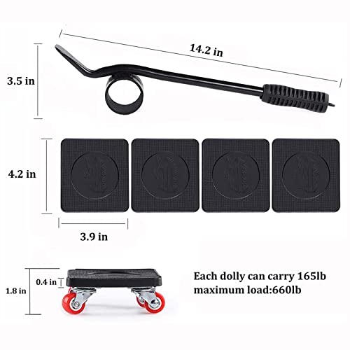 JHCHU Furniture Movers Easy and Safe Furniture Dolly for Heavy Objects ,Heavy Furniture Moving Dolly for Sofas, and Refrigerators Hand Tools(5 Piece Set). - Thumbnail 2