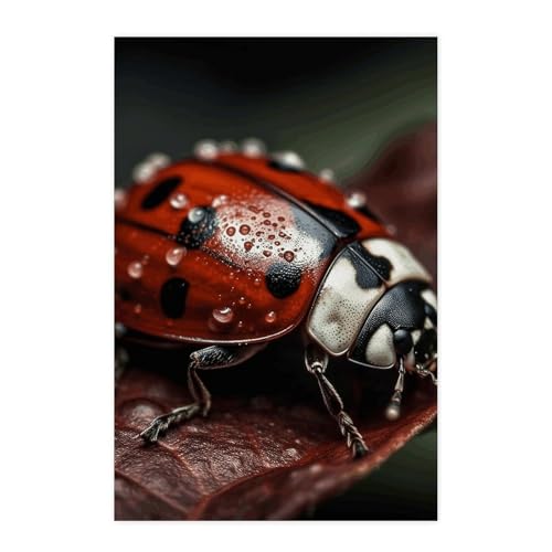 Poster vintage coccinelles sur les feuilles pour décoration murale de salon