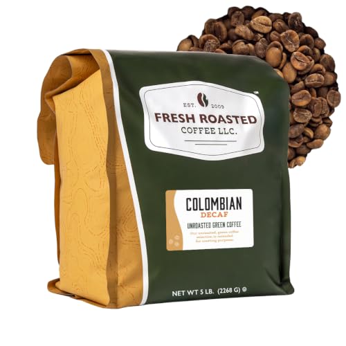 Fresh Roasted Coffee, 100% Colombian Water-Processed Decaf Unroasted Green Coffee Beans for Home Roasting, Kosher, 5 lb (80 oz)