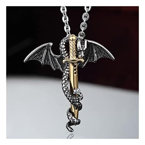 Hjiaqi - lovely Necklace, Flying Dragon Sword Personality Pendant Simple Fashion Un i que Necklace Cover
