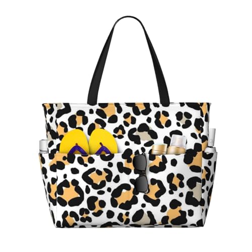 Sac de plage léopard grand format pour femme - Sac fourre-tout imprimé animal