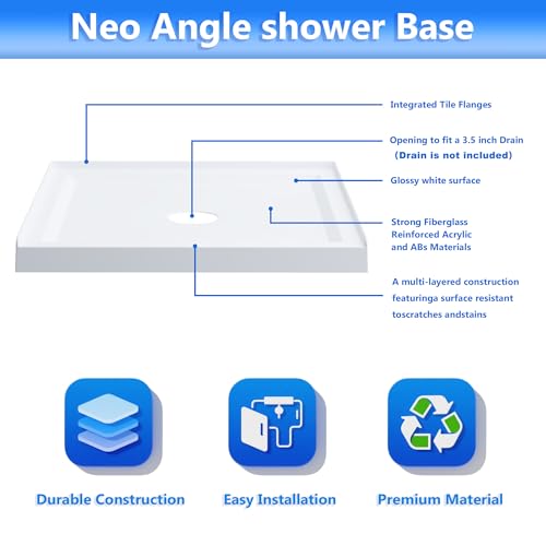Image of Casaphoria 36 inch x36 inch Shower Base Pan with 3.5 inch Center Drain Hole,Shower Pan Five-Layer Acrylic + ABS Processing, Non-Slip Shower Enclosure Base for Bathroom, Single Threshold White