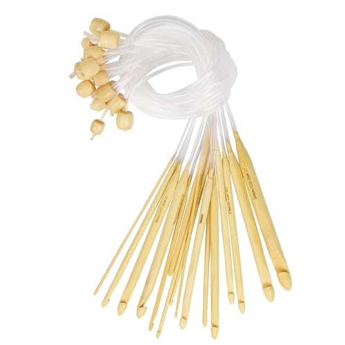 Curtzy Bamboo Wood Crochet Hooks with Plastic...