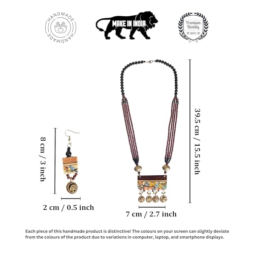 Image of AAKRITI ART CREATIONS Handcrafted Women's Jewelry Set - Elegant Ethnic Necklace and Earrings, Statement Fashion Accessories for Parties & Festivals