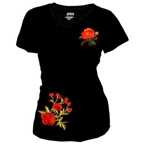Fashion2ne1 Women Roses Patch T-Shirt Short 04 (Medium) Cover